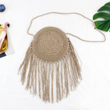 SMOOZA Straw Bag Popular Summer Cotton Rope Hollow Tassel Tote Women Knitting Net Bag