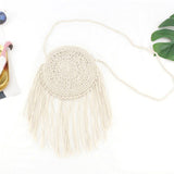SMOOZA Straw Bag Popular Summer Cotton Rope Hollow Tassel Tote Women Knitting Net Bag