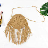 SMOOZA Straw Bag Popular Summer Cotton Rope Hollow Tassel Tote Women Knitting Net Bag