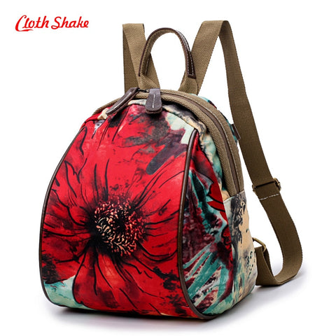 Cloth shake Nylon National Tribal Ethnic Floral Backpacks Women's Travel Rucksack Mochila School Shoulder bag
