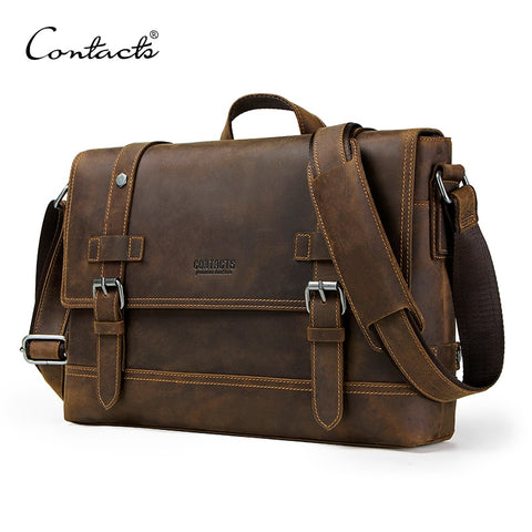 CONTACT'S crazy horse genuine leather men's bag