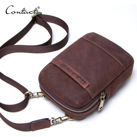 CONTACT'S genuine leather vintage men phone bag