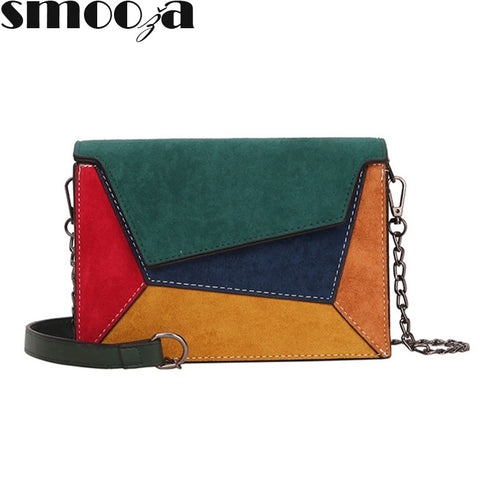 SMOOZA Fashion Quality Leather Patchwork Women Messenger Bag