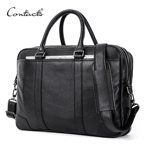 CONTACT'S Men Briefcase Genuine Leather Big Business Messenger Bags