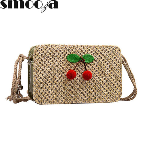 SMOOZA Leather and Straw Bag